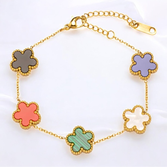 Colorful Flower Charm Bracelet - Picture 1 of 6